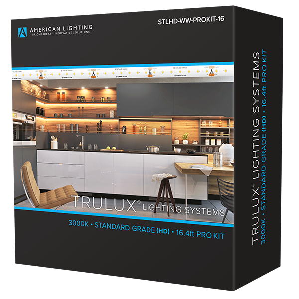 Product image for AMELI STLHD-WW-PROKIT-16 16.4FT TRULUX PRO KIT STANDARD HIGH DENSITY 3000K, 2.19W PER FT, 24V, DIRECT WIRE DRIVER ADPT-DRJ-60-24, (1) 15FT 2PIN WIRE (20AWG), (3) 2PIN TAPE TO TAPE SNAP CONNECTOR, (6) 2PIN TAPE TO WIRE SNAP CONNECTOR