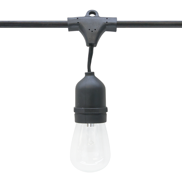 Product image for American Lighting LS-MS-24-BK Commercial Grade String Light, 120V AC, 330ft w/ 24" Spacing, Non-Suspended E26 Socket, Bare Wire Ends, IP64, Black