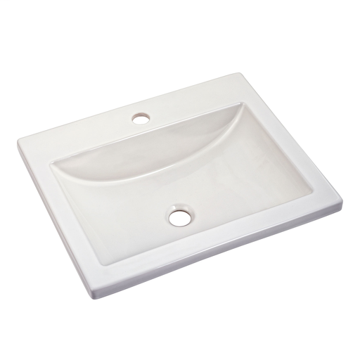 Studio Drop-In Sink with Center Hole in White, WHITE