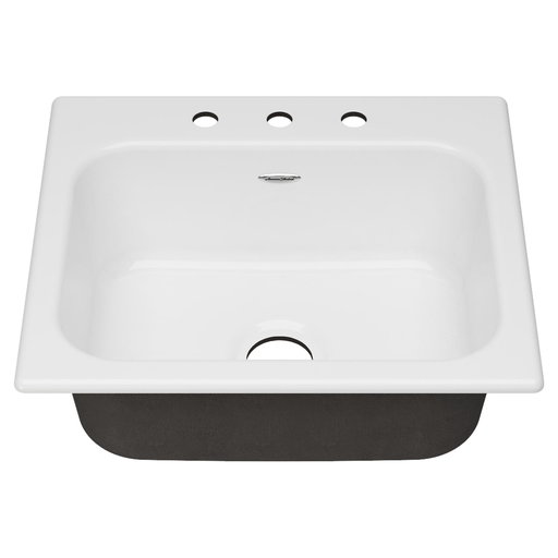 American Standard Quince 25x22 Top Mount Cast Iron Single Bowl Kitchen Sink - 3 Hole, BRILLIANT WHITE