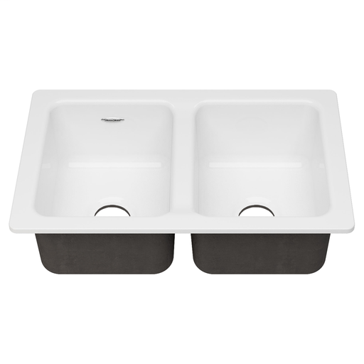 American Standard Delancey 30x19 Undermount Double Bowl Kitchen Sink, BRILLIANT WHITE