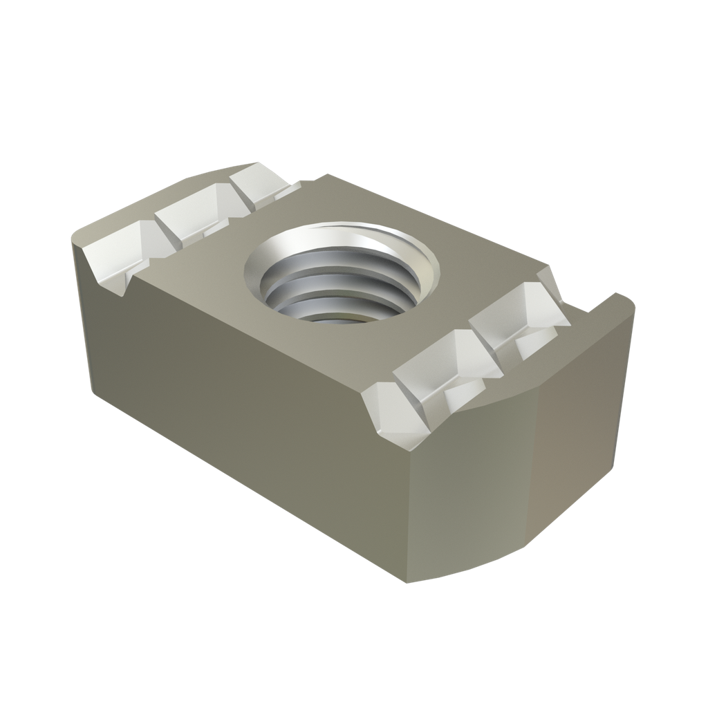 Product image for Unistrut P3006U1420SS 3/4"x 1/4"x 1-23/64", 1/4"-20 Channel Nut without Spring, Stainless Steel 304, 1-5/8" Series