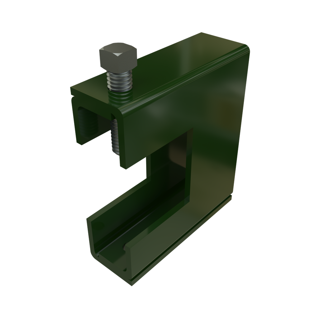 Product image for Unistrut P2398S-GR Beam Clamp, Steel, 800lb Load, Green E-Coat Finish, 1-5/8" Series