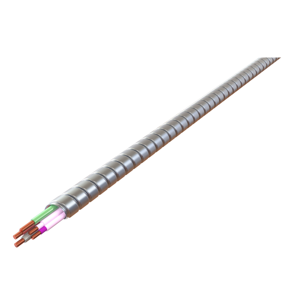 Mayer-DDS-16-2(TPJ)/12-2 PE PK_BK WE GN MC Glide Luminary Lite™, Plain Interlocked Aluminum Armor , 250' Coil, Type MC-PCS-1