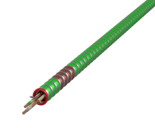 Picture of 1504G42-00 - 12-2 BK WE GN HCF-90®, Green Interlocked Galvanized Steel Armor with phase ID, 250' Coil, Type AC - Health Care Facilities