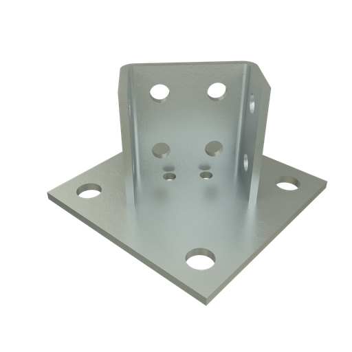 Product image for Unistrut P2073A HG 6" x 3-3/4" x 6" 8-Hole Post Base, Steel, Hot-Dip Galvanized, 1-5/8" Series