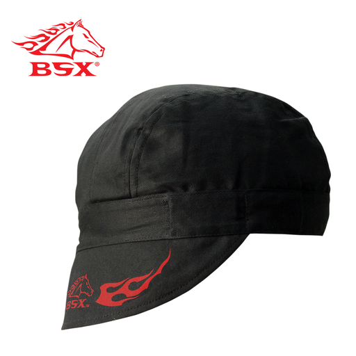 BSX BLACK - RED FLAME LOGO ARMORCAP WELDING CAP, N/A