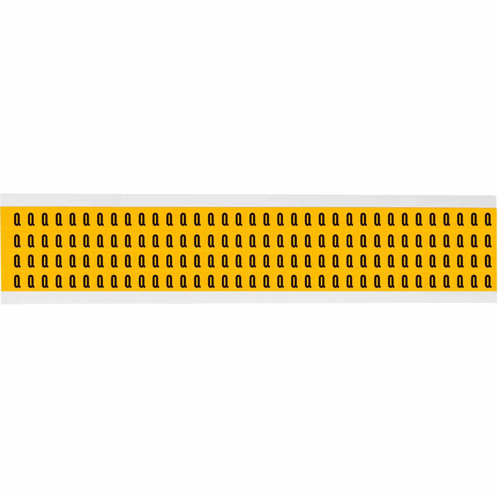 Product image for Brady 1500-Q 15 Series Pressure Sensitive Vinyl Letter Labels - 0.25" H, Black on Yellow, Q