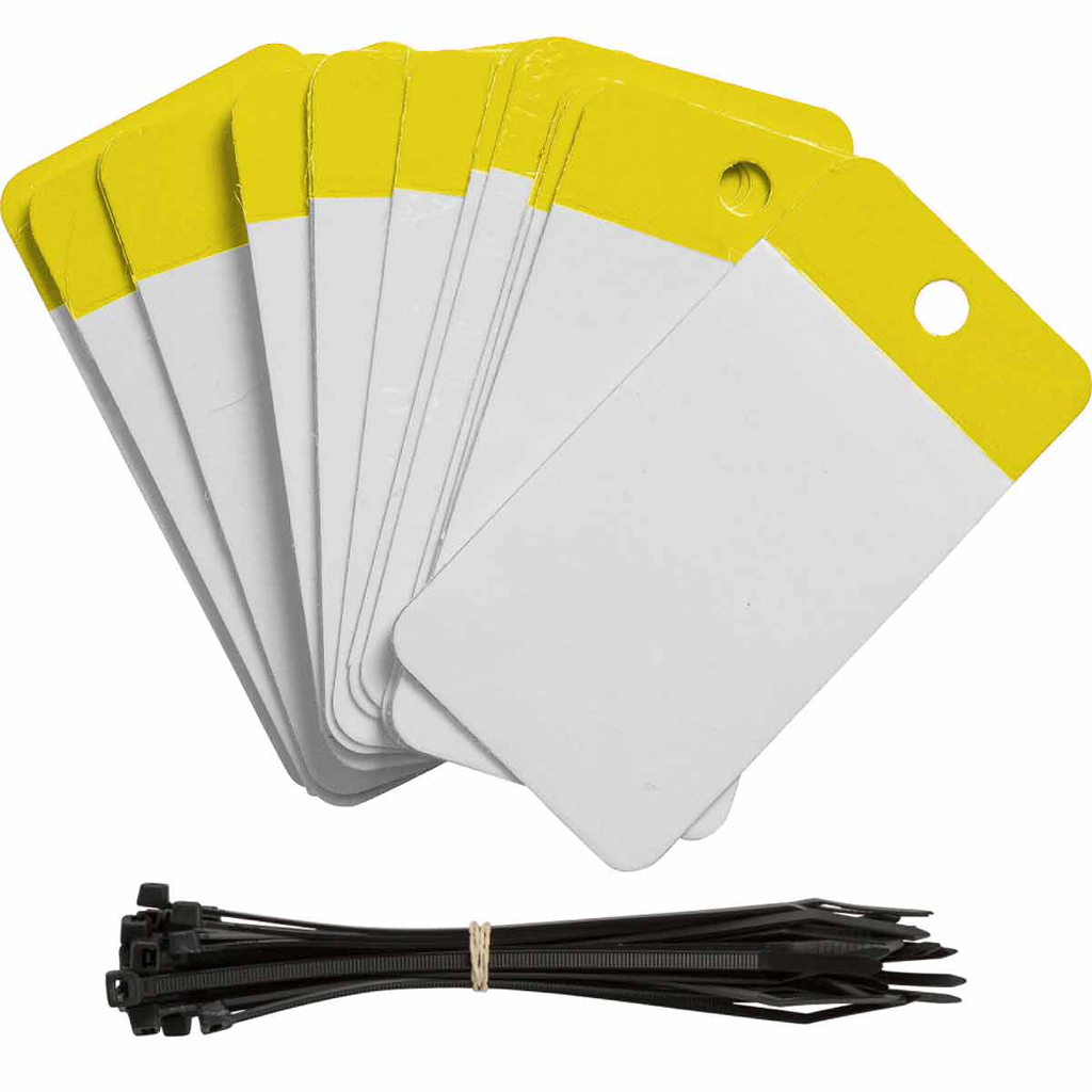 Product image for Brady 102010 Self-Laminating Blank Tags, 5" H x 3.25" W, Polyester, Yellow