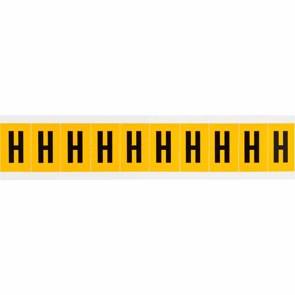 Product image for Brady 1530-H 15 Series Pressure Sensitive Vinyl Letter Labels - 1" H, Black on Yellow, H