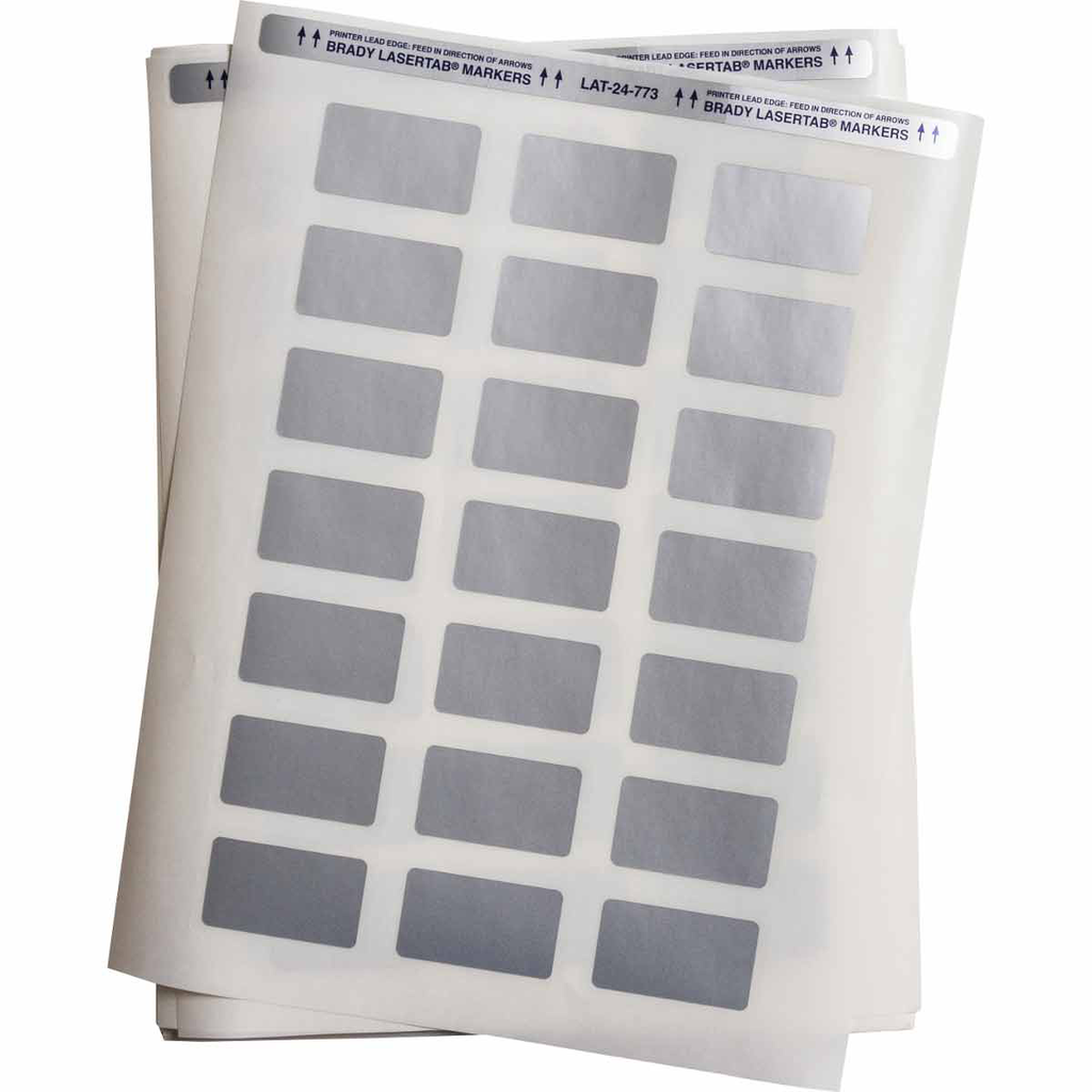 Product image for Brady LAT-24-773-1 LaserTab Metallized Polyester Labels, 1" H x 1.75" W, Pack of 48 Sheets
