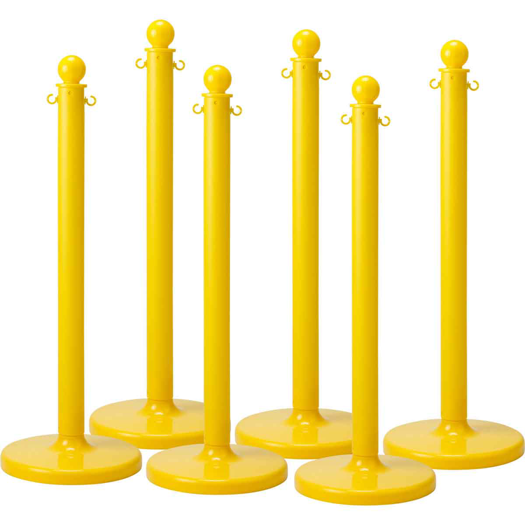 Product image for Brady 80944 BradyLink Warning Posts, Yellow, 40" H x 2.5" Dia, Polyethylene, Pack of 6 Each