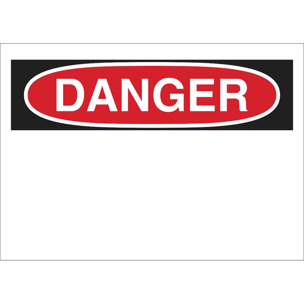 Product image for Brady 88925 Blank DANGER Sign, 7" H x 10" W x 0.006" D, Black/Red on White, Polyester