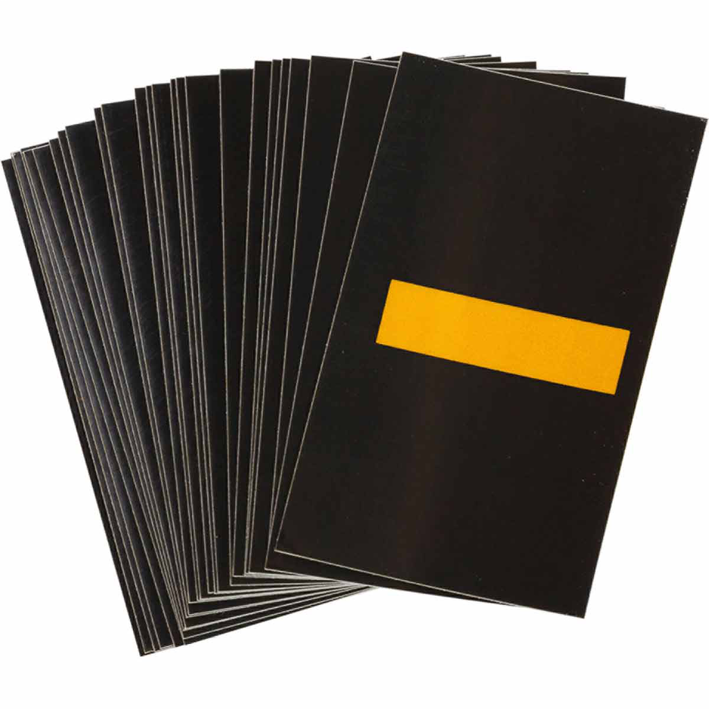 Product image for Brady 5000-DSH 5000 Series Reflective Number and Letter Labels, 2.875" H x 1.75" W, Pack of 25 Labels, Yellow on Black