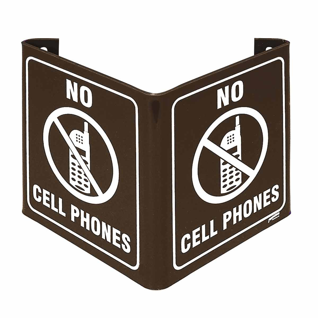 Product image for Brady V1CP45A V No Cell Phones Sign, 6" H x 9" W x 4" D, Acrylic