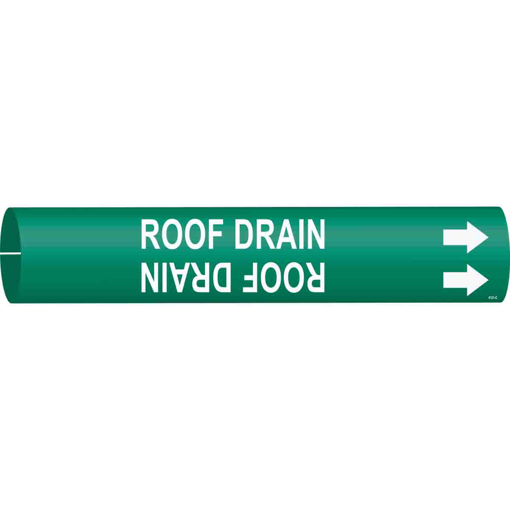 Product image for Brady 4121-C Roof Drain Pipe Marker, 2" H x 2" W, Fits Pipes 2.5" Dia. Thru 3.875" Dia.
