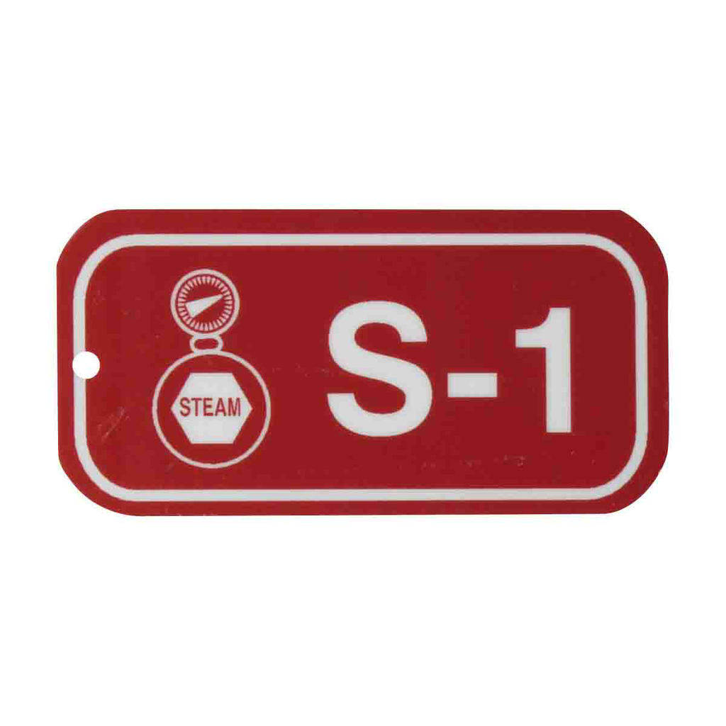 Product image for Brady 105689 Energy Source Tags for Steam, S-1, White on Red, Pack of 25 Tags