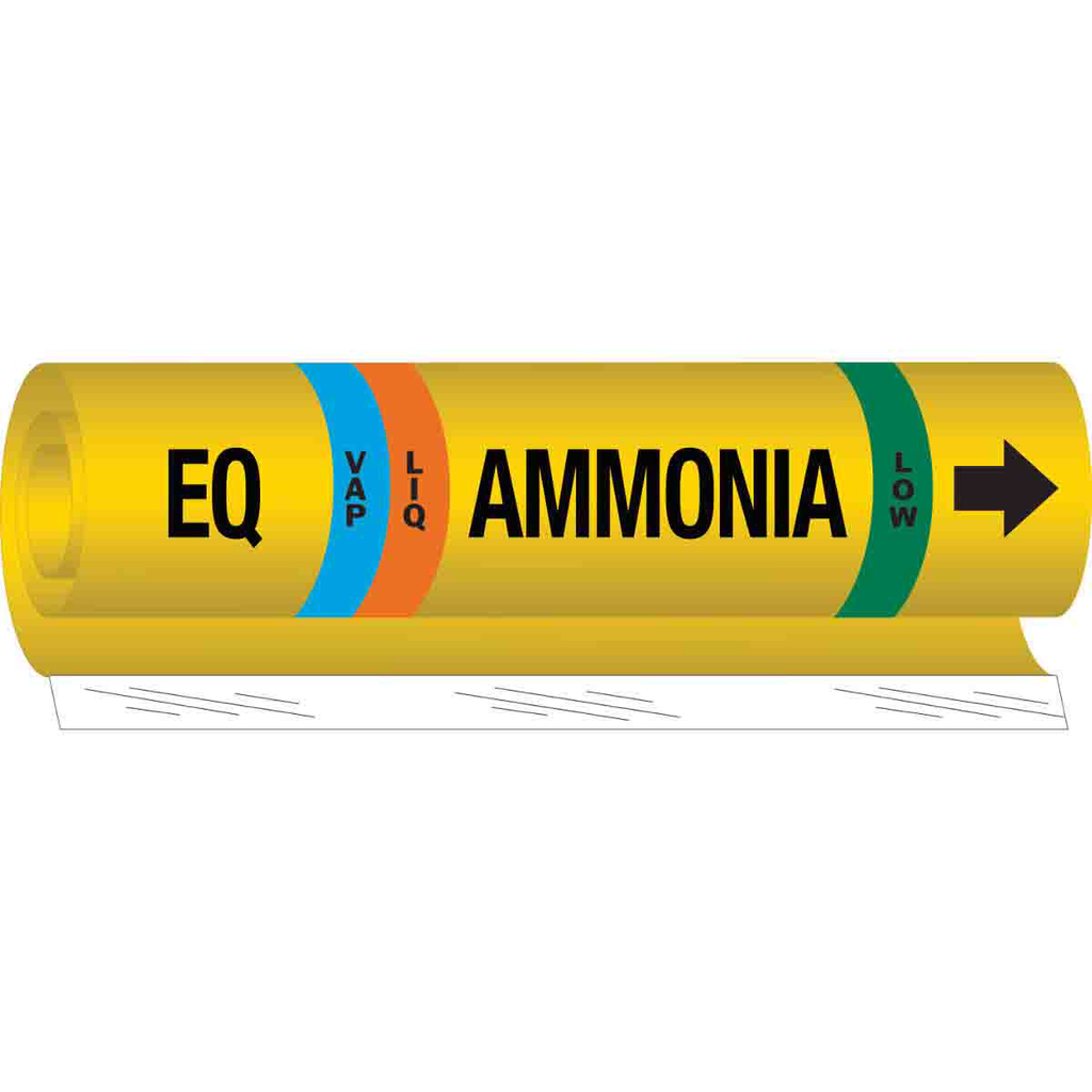 Product image for Brady 58017 EQ LIQ/VAP AMMONIA LOW Pipe Marker, 26" H x 12" W, Fits Pipes 2.5" Dia. Thru 7.875" Dia.