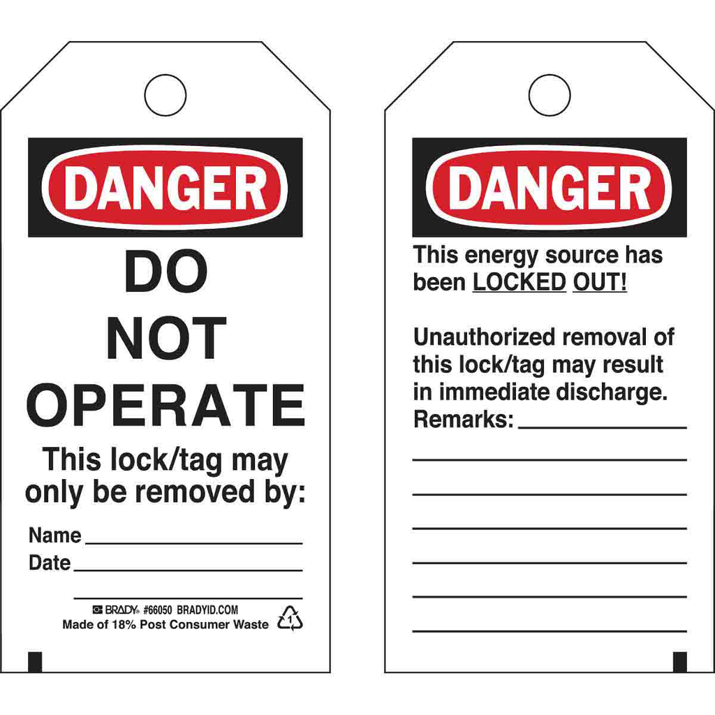 Brady 65502 Lockout Tags Brady 65502 Lockout Tags