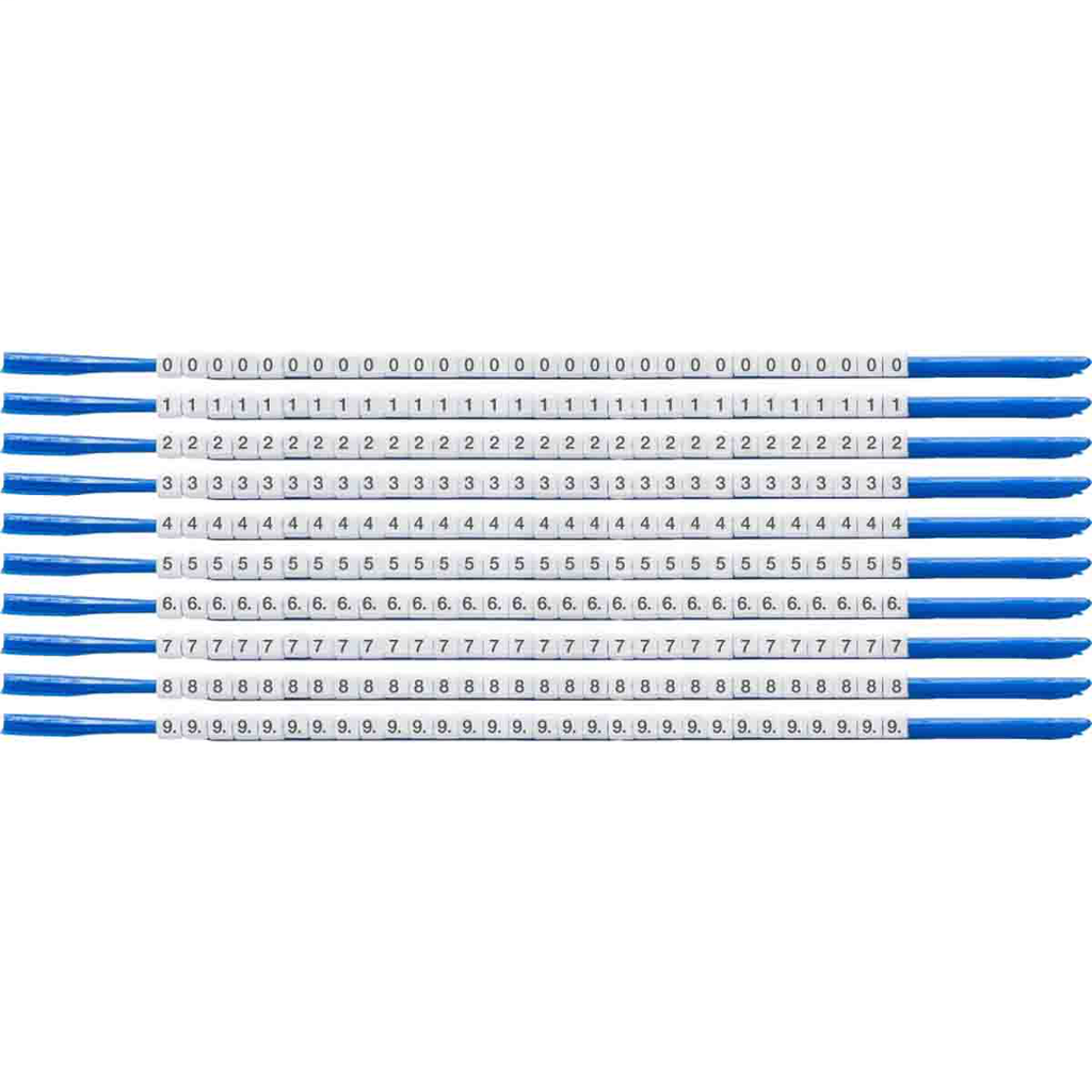 Product image for Brady SCNC-07 ClipSleeve 0 to 9 Wire Markers, Pack of 10 Each, 18 AWG, Maximum Wire Dia, 0.087"