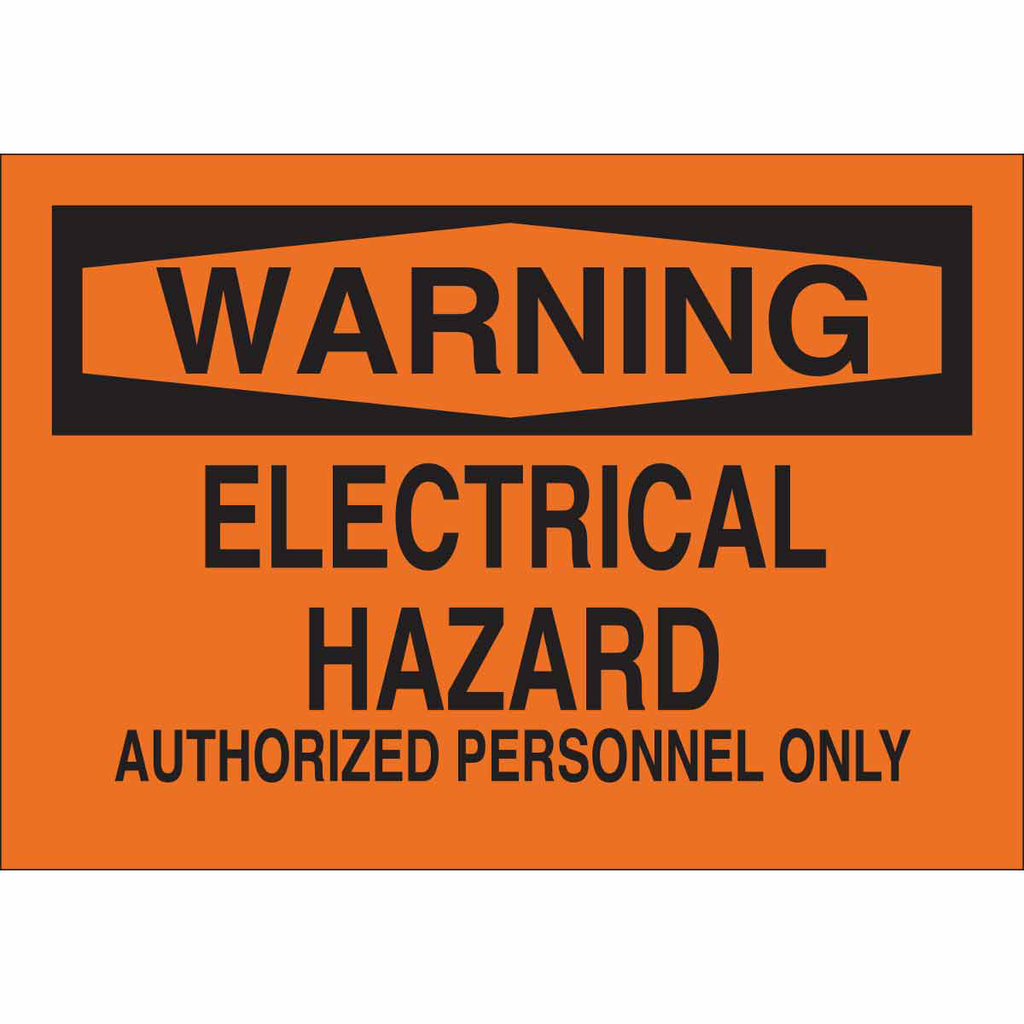 Product image for Brady 69580 WARNING Electrical Hazard Authorized Personnel Only Sign, 10" H x 14" W x 0.1" D, Fiberglass