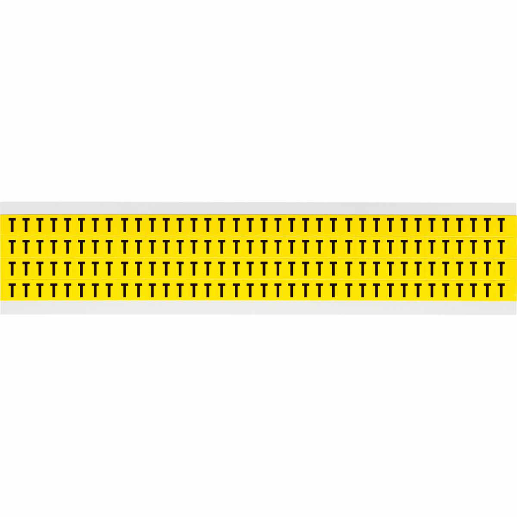 Product image for Brady 3400-T 0.25" Character Height Black on Yellow Repositionable Numbers and Letters, T