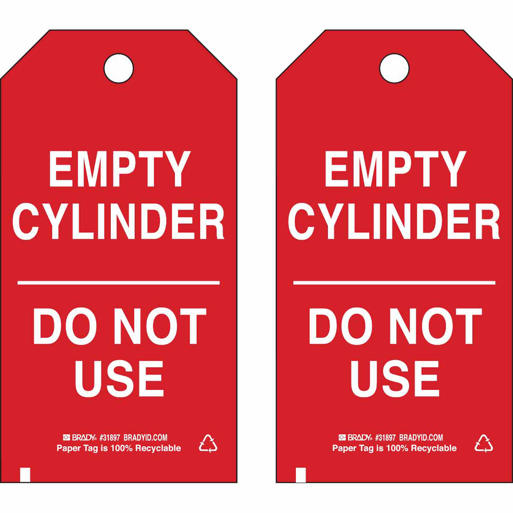 Product image for Brady 17924 Valve Tag EMPTY CYLINDER DO NOT USE Polyester 5.75x3 White on Red 10PK