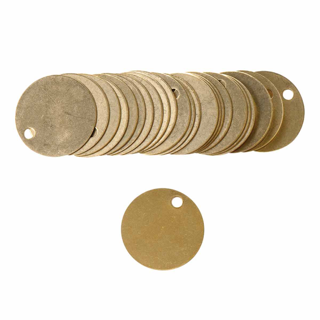 Product image for Brady 23210 Blank Valve Tags, 1-1/2" Dia, Brass