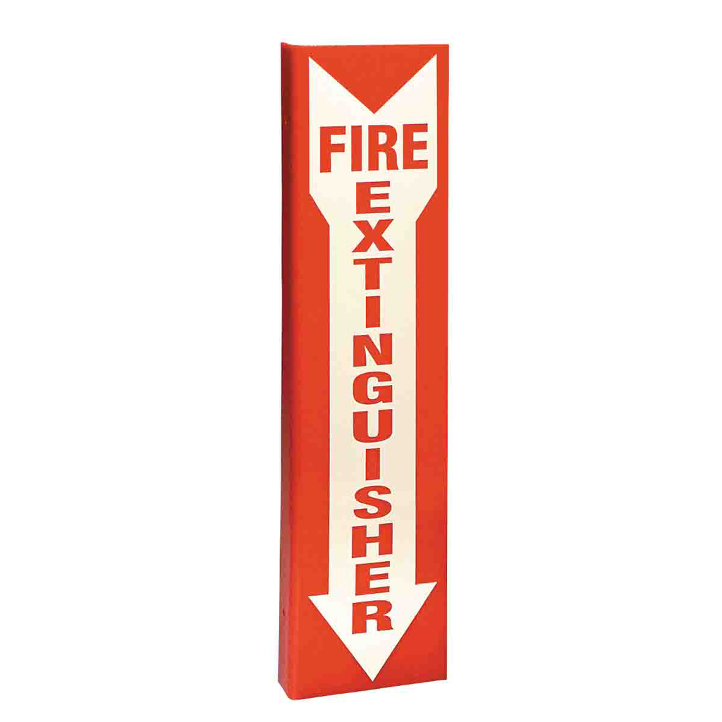 Product image for Brady SP184L Tall Fire Extinguisher "L" Sign, 18" H x 4.5" W, Red on White, Plastic