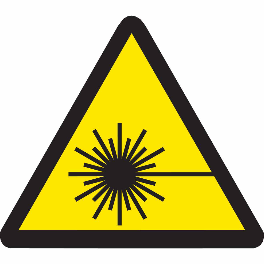 Product image for Brady 60198 Warning Label w/Laser Beam Pictogram, Black on Yellow, 1" H x 1" W