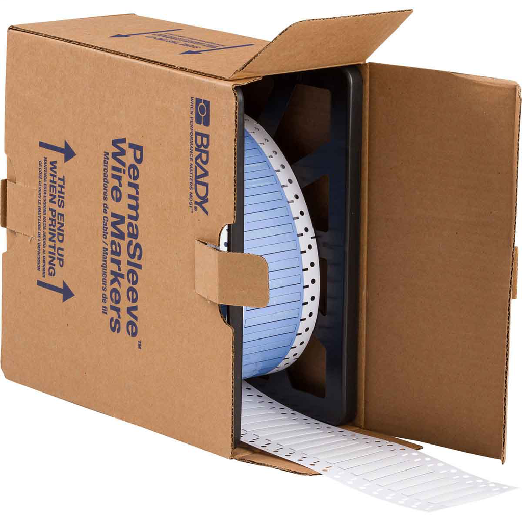 Product image for Brady PS-125-2-WT-2 PermaSleeve Polyolefin Wire Marking Sleeves, White, 0.125" Dia x 1" W, Roll of 5000 Each