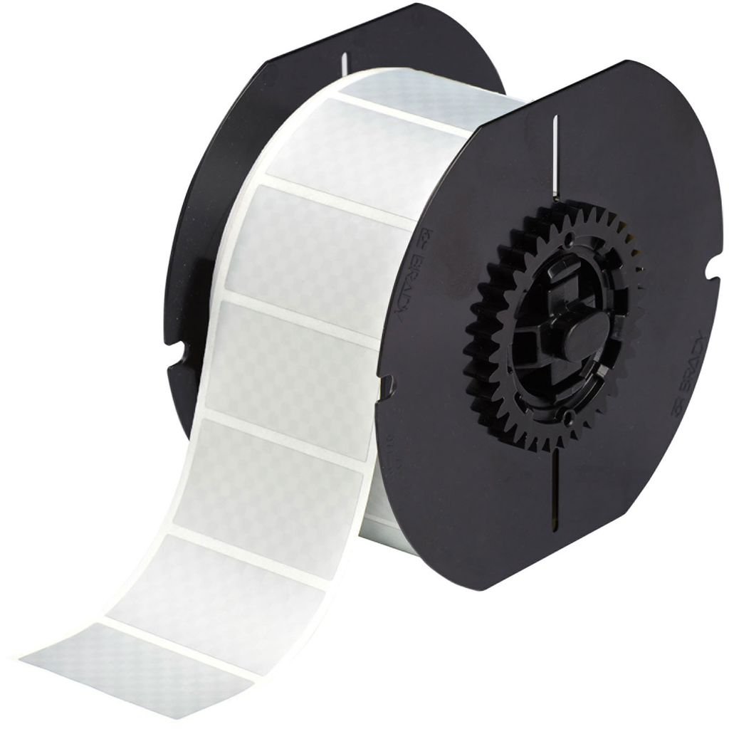 Product image for Brady B30-17-438 B30 Series Metallized Polyester Tamper Indicating Labels, Silver, 2" H x 1" W