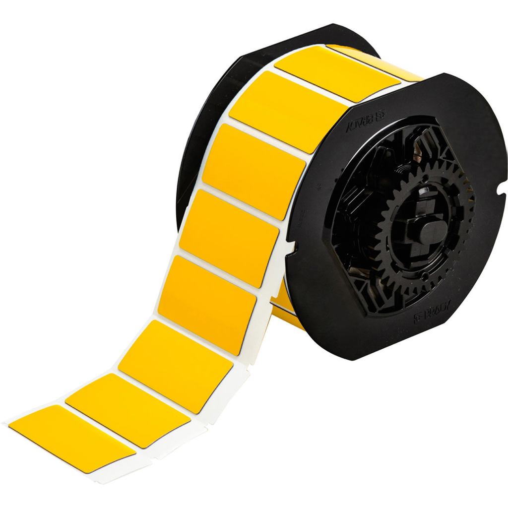 Product image for Brady B30EP-173-593-YL B30 Series Raised Panel Polyester Labels, 1" H x 2" W, Roll of 300 Labels, Yellow