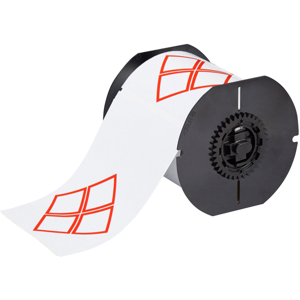 Product image for Brady B30-262-7569-CLP4B B30 Series GHS CLP Vinyl Labels, 4.13" H x 6.1" W, Red on White, Pre-Printed Areas on Label: 4B Diamonds