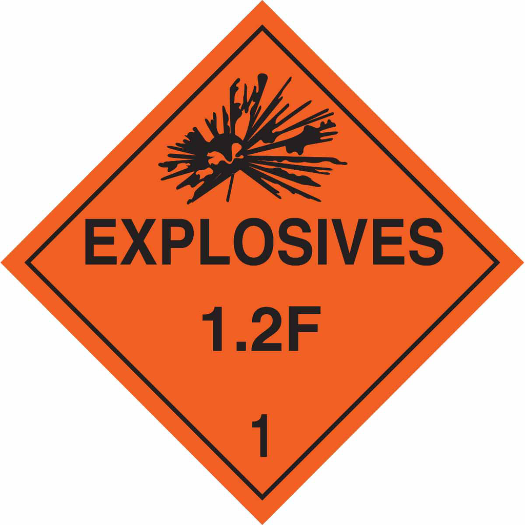 Product image for Brady 63383 Explosives 12F 1 Sign, 10.75" H x 10.75" W x 0.024" D, Paper