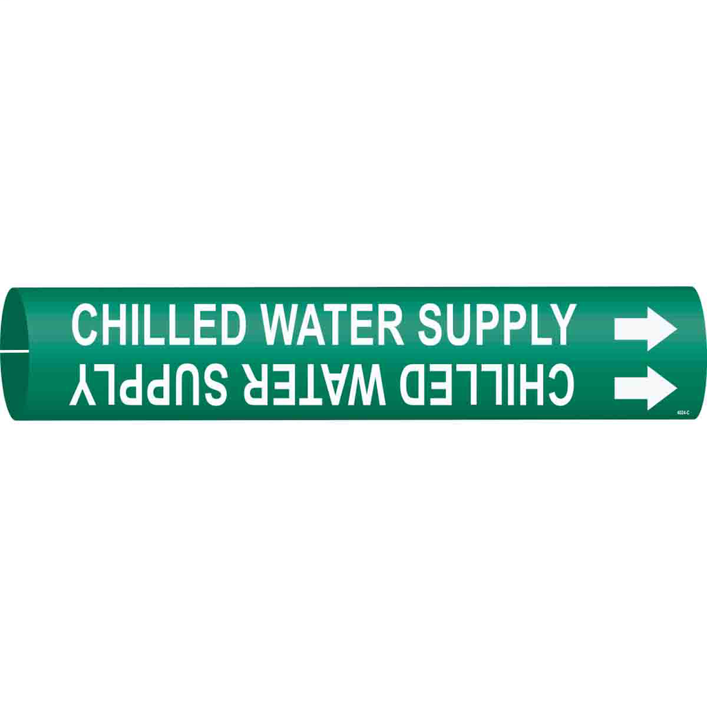 Product image for Brady 4024-C Chilled Water Supply Pipe Marker, 2" H x 2" W, Fits Pipes 2.5" Dia. Thru 3.875" Dia.
