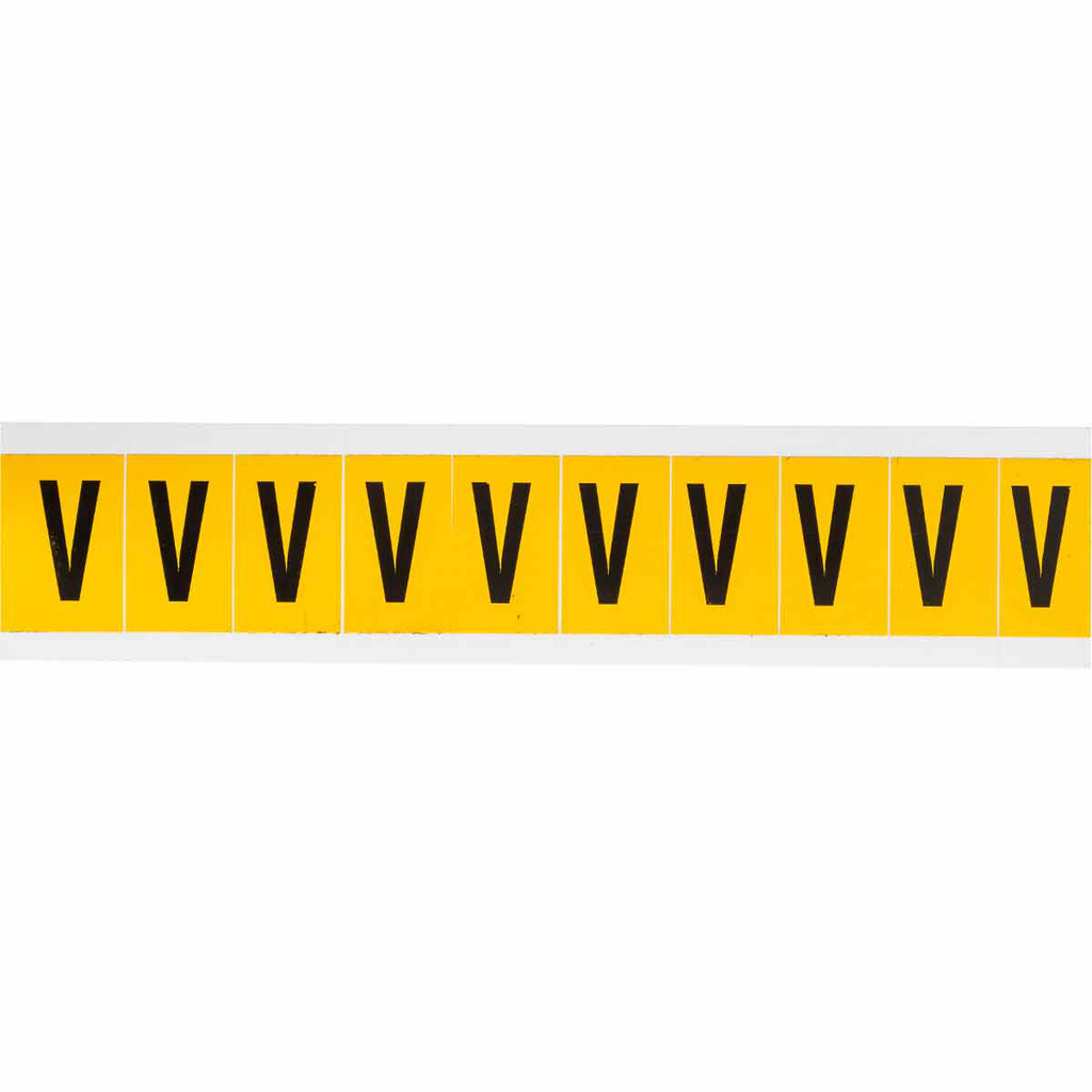 Product image for Brady 1530-V 15 Series Pressure Sensitive Vinyl Letter Labels - 1" H, Black on Yellow, V