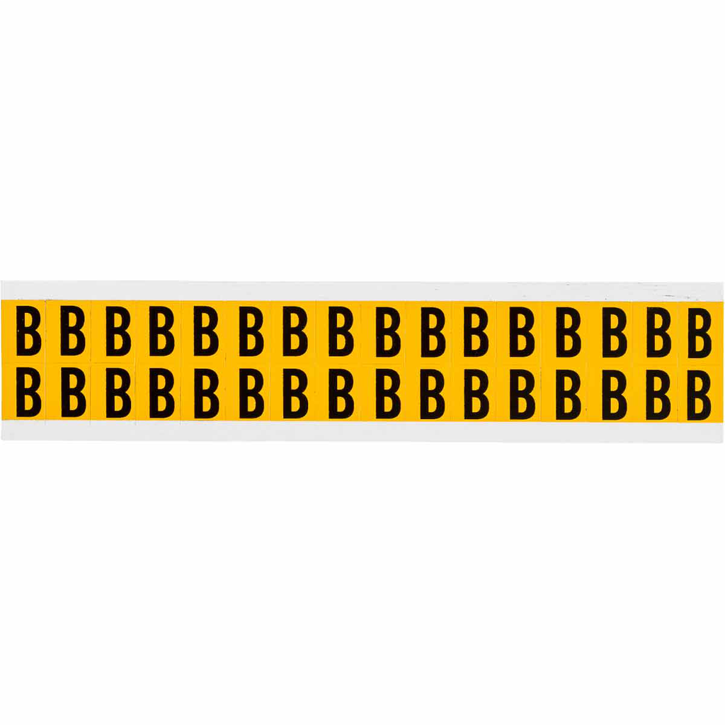 Product image for Brady 1520-B 15 Series Pressure Sensitive Vinyl Letter Labels - 0.625" H, Black on Yellow, B