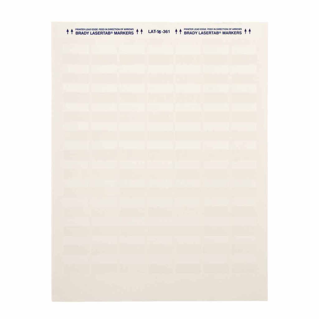 Product image for Brady LAT-16-361-5 LaserTab Series Self-Laminating Polyester Labels, Pack of 60 Sheets