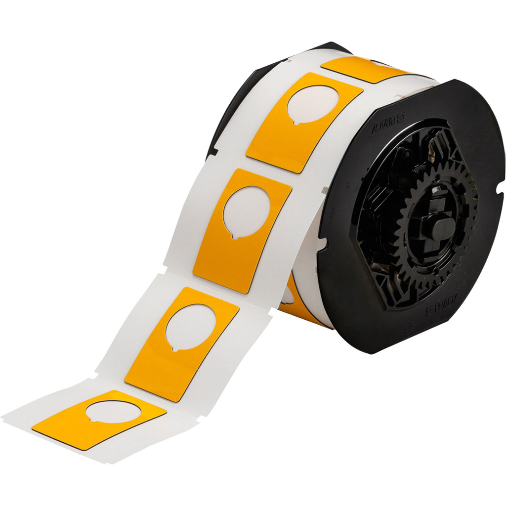 Product image for Brady B30EP-168-593-YL B30 Series Raised Panel Polyester Labels, 1.9" H x 1.2" W, Roll of 180 Labels, Yellow