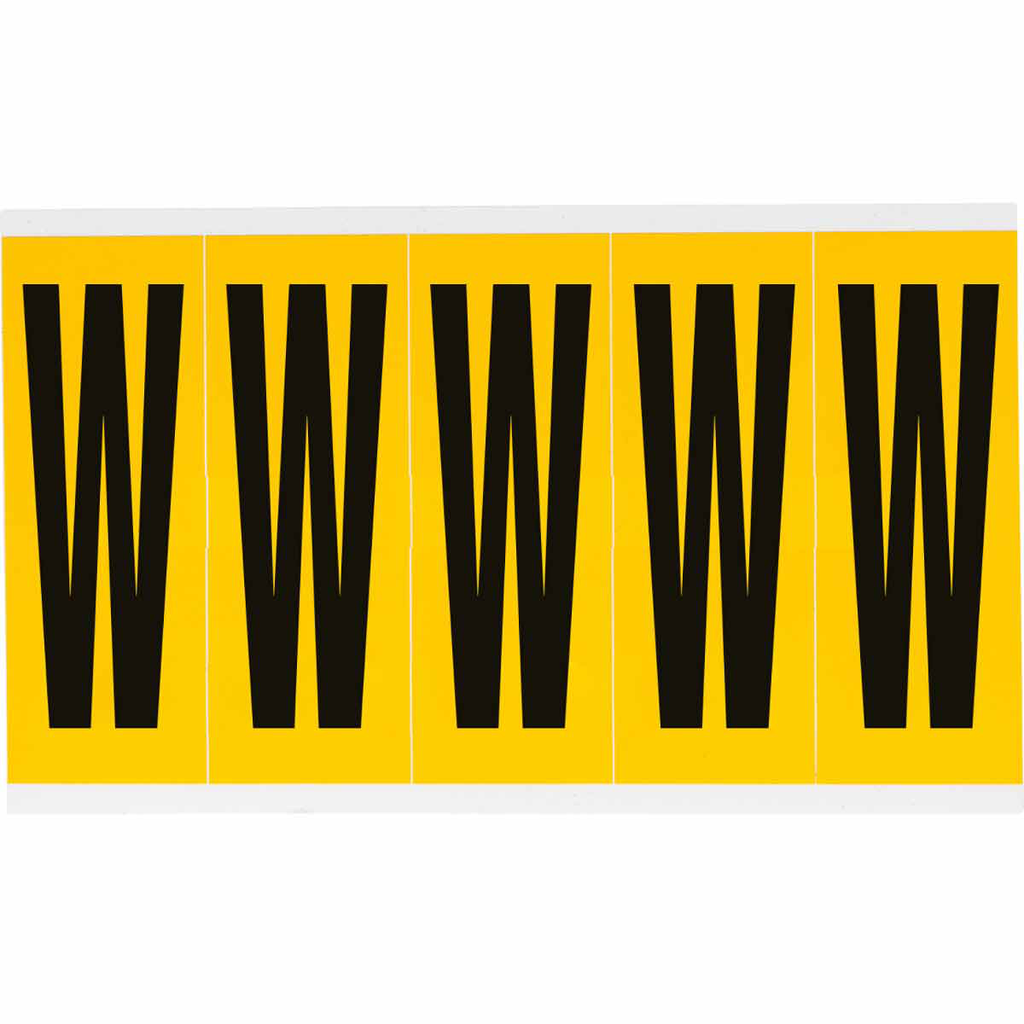 Product image for Brady 1560-W 15 Series Pressure Sensitive Vinyl Letter Labels - 3.875" H, Black on Yellow, W