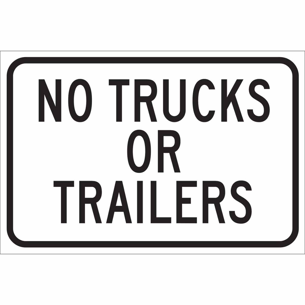Product image for Brady 124456 No Trucks Or Trailers Sign, 12" H x 18" W x 0.06" D, Polystyrene