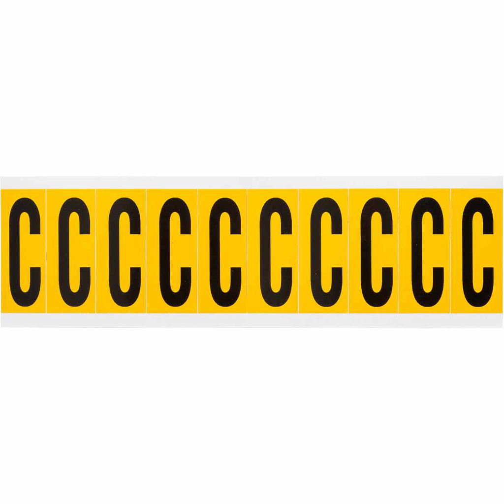 Product image for Brady 1534-C 15 Series Pressure Sensitive Vinyl Letter Labels - 1.938" H, Black on Yellow, C