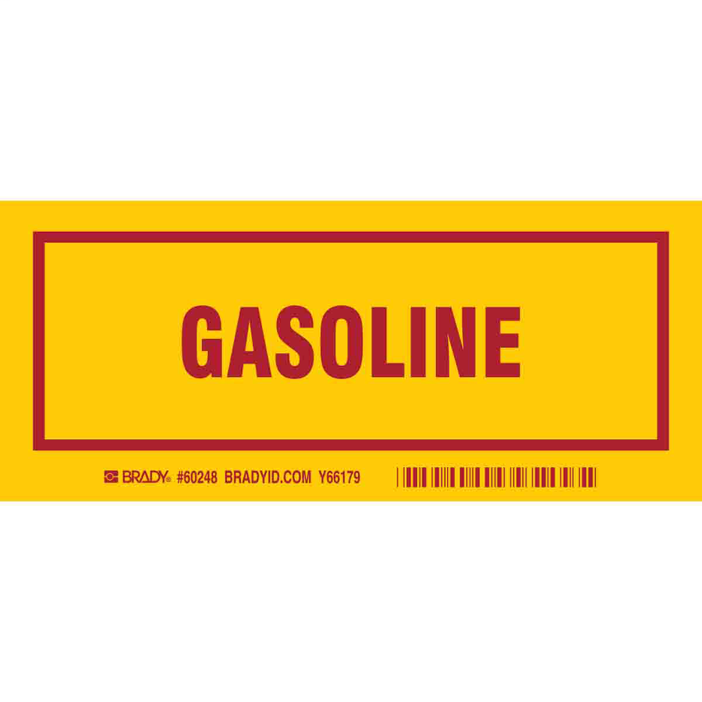Product image for Brady 60248 GASOLINE Labels, Red on Yellow