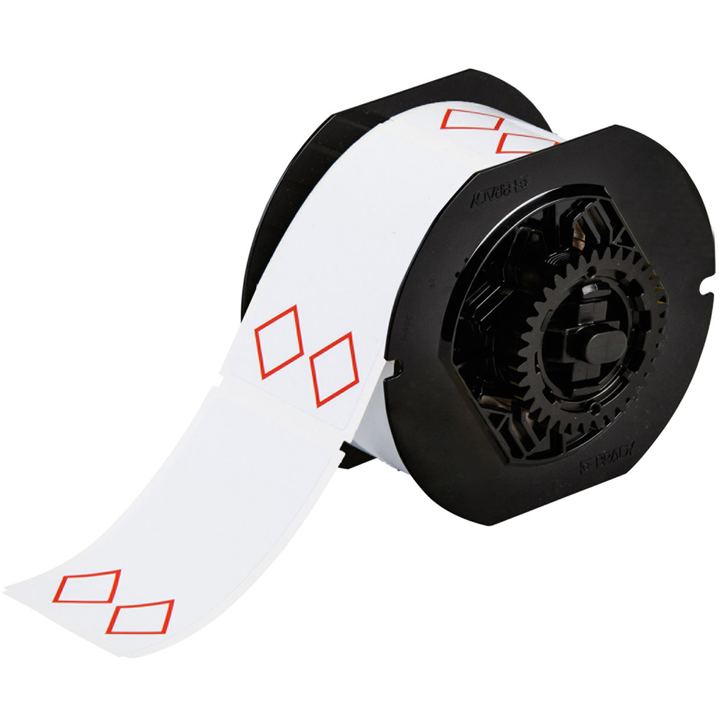 Product image for Brady B30-260-7569-CLP2 B30 Series GHS CLP Vinyl Labels, 2.17" H x 3.35" W, Red on White, Pre-Printed Areas on Label: 2 Diamonds