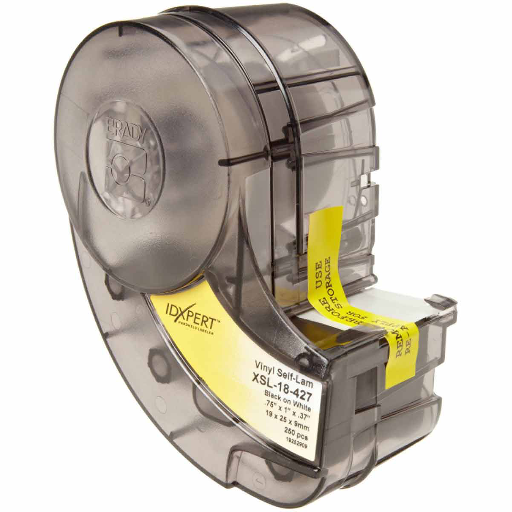 Brady XSL-18-427 250/Pack 1.0 x 0.75 x 0.37 Inch Black On White Self Laminating Vinyl Label Cartridge Brady XSL-18-427 250/Pack 1.0 x 0.75 x 0.37 Inch Black On White Self Laminating Vinyl Label Cartridge