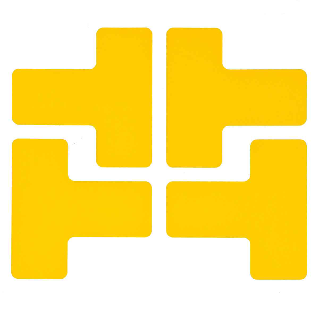 Product image for Brady 104439 ToughStripe® Floor Marking Tape T-Shaped Marks - Polyester, Solid Color, Yellow, 2" x 5"