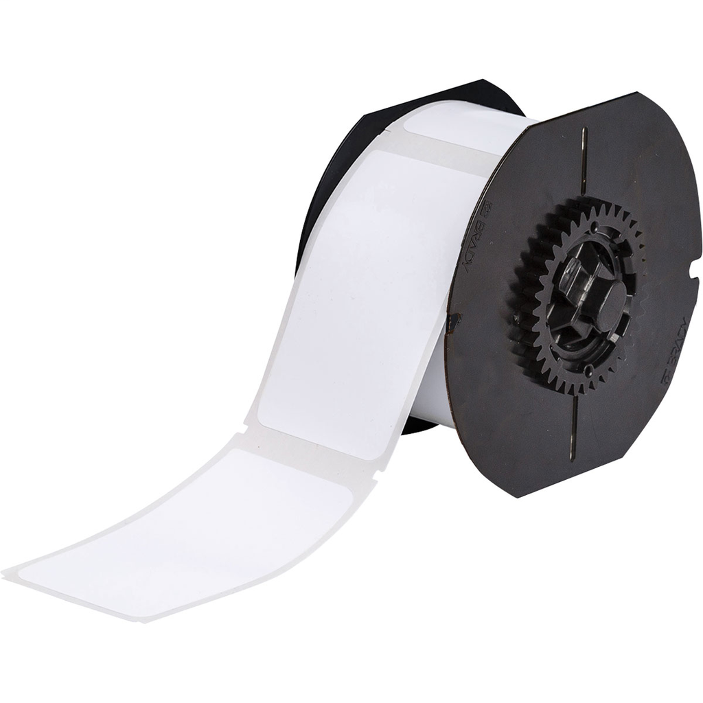 Product image for Brady B30-219-595-BLNKWT B30 Series Indoor/Outdoor Vinyl Labels, 2.25" H x 3.85" W, Roll of 250 Labels, White