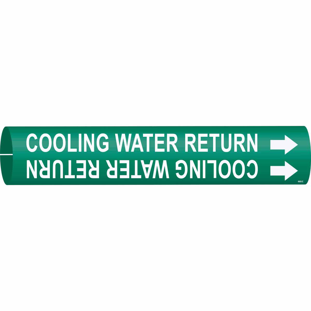 Product image for Brady 4043-C Cooling Water Return Pipe Marker, 2" H x 2" W, Fits Pipes 2.5" Dia. Thru 3.875" Dia.