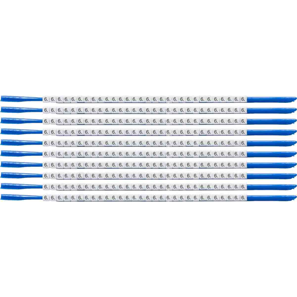 Product image for Brady SCN07-6 ClipSleeve 6 Wire Markers, Pack of 10 Each, 18 AWG, Maximum Wire Dia, 0.087"